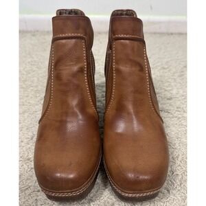 Korks Brown Robin Slip On Platform Clog Boot Vegan Leather Shoe Size 8.5M Retro